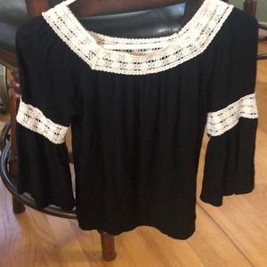 Black shirt with ivory trim